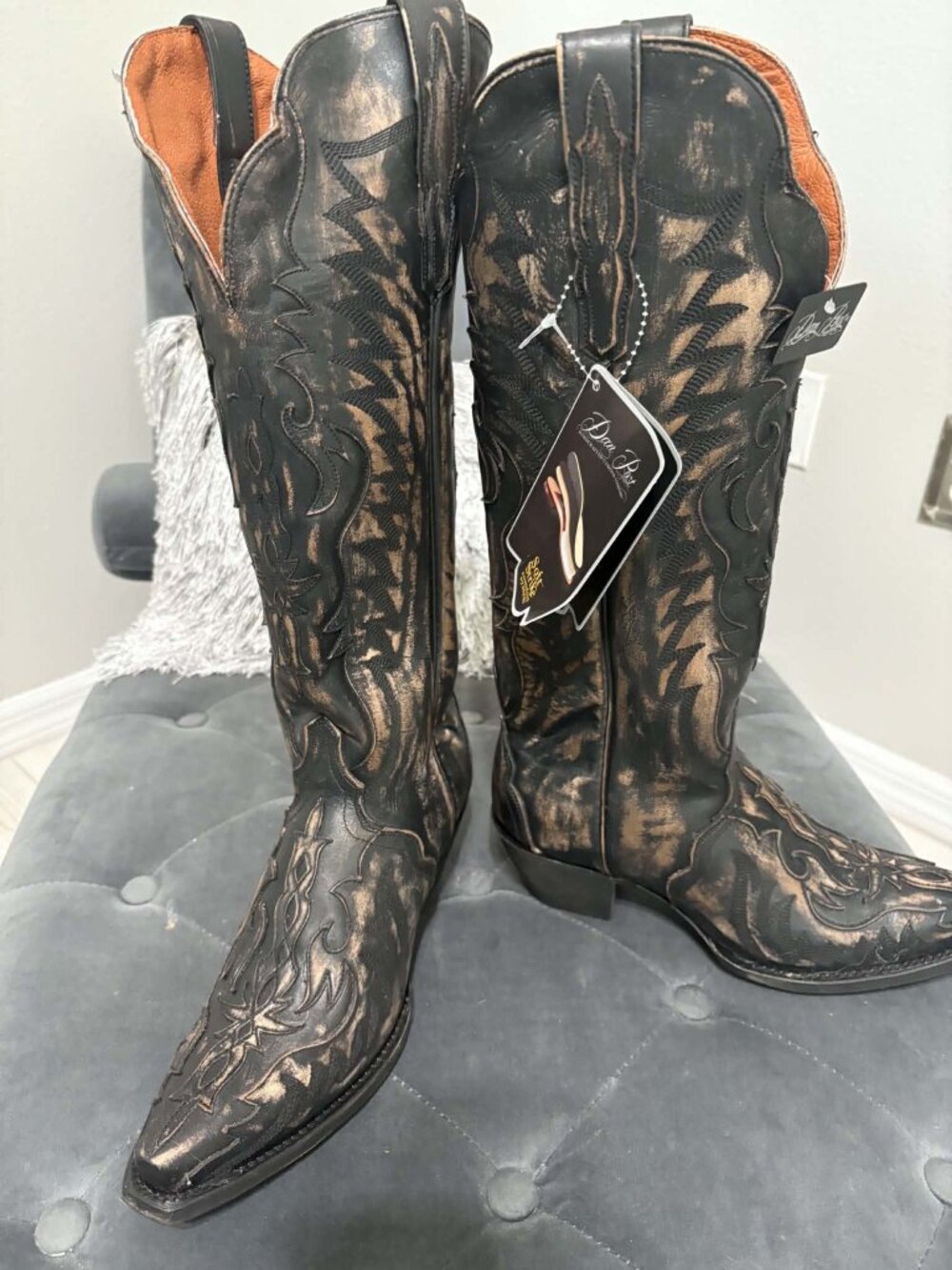 NEW Dan Post Hallie Women's Black Distressed Leather SIZE 9 RETAILS $270